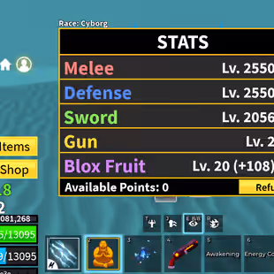 Lvl 2392 Blox Fruits Acc | PERM KITSUNE & BUDDHA | Cyborg V4 | Dark Blade, Fox Lamp, Shark Anchor | Electric Claw - Image 1