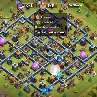 🔥[1400 CWL MEDALS-5'000 GEMS]🔥TH-13 FULLY MAX | [10EPIC-S.BALL-F.BALL-R.SPEAR MAX] | HERO-75-75-50-50-25 | LOW PRICE - Image 1