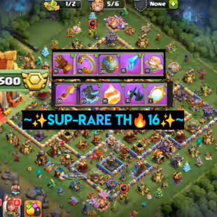 🌺TH 16 MAX-DEF🌺 [ 10x EPIC EQIP ] HERO MAX 95-95-80-70-45 || 2000 x CWL MEDEL || MAGIC ITEMS LOAD || NIGHT BASE MAX - Image 1