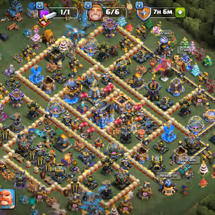 🔥16k Gems🔥 Xp-233 || Th18 Semi Max || High Quality Epic Equipment || Heroes 100-100-66-75-55-20 || 6 Builders  - Image 1