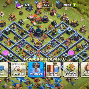  6500 gems || Th13 full Max  Account | Rename free | 9x epic equipment  | 7x hero skin available ||  - Image 1