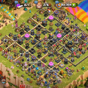TH17 MAX | HEROES 100-100-90-75-50-20 | MAX DEFENSE | 381 MDALS | AVAILABLE CN | 19 SKIN HEROES - Image 1