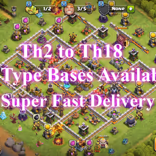 Super fast delivery on all Clash of Clans bases | From Town Hall 2 to 18 | rushed and maxed options available. - Image 1