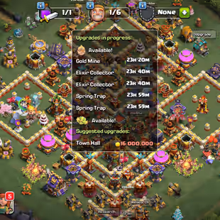 TH16 Max Base !! 11 Epics ( 4 Almost Max ) !! TH16 Max Heroes !! Namechange 500 !! 1100 Gems !! Magic Items - Image 1