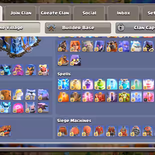 7.5K GEM |TH18 MAX FULL |1.5K MEDAL/MAX TYPE FULL BLACKSMITH |249-XP/FULL ITEMS |HERO-110-110-95-85-55-25 |DISCOUNT SHOP - Image 1