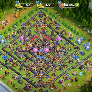 [F1] 🔥CURRENT IN LEGEND 1 🔥 PREMIUM TH-18 | 13500 GEMS | 12X EPIC EQUIPMENT MAXED | 3X HELPER MAX | WAR ARENA SCENERY  - Image 1