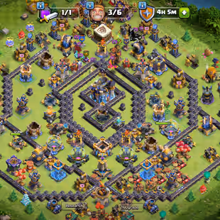 🔥TH 18 NEAR MAX🔥60 PERCENT DISCOUNT SHOP-XP 246-[ 9 EPIC EQUIPMENT MAX-713 MEDALS-NC YES-5800 GEMS-WALS DEFENSE MAX - Image 1
