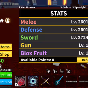 Blox Fruits Lv.2642 | Kitsune PERM + Buddha PERM + Portal PERM | Dark Blade + CDK + TTK | Human | Sanguine Art | Second - Image 1