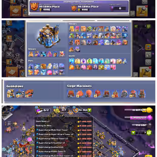 Rare - 300 Xp Max th 18 + Max bh 10 || 4.1k+ War stars || Space scenery || 18 Heroes skins V281 !! - Image 1