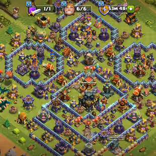 TH 17 NEAR MAX BASE || HIGH TROOPS  AND DEFENCE || HEROS 70-73-43-55-33 || 206 HIGH EX LVL || FAST DELIVERY - Image 1