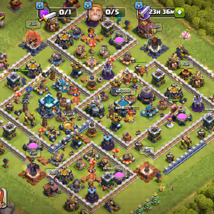 TH 13 - HERO 35-55-33-40-11- SKIN HEROES - MANY MAGIC ITEMS - 187 LEAGUE MEDALS - AVAILABLE (36) - Image 1