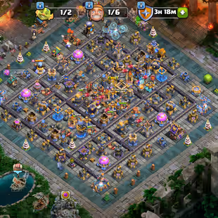 🔥TH 18 98 PERCENT MAX🔥HIGH XP 287-[ 14 EPIC EQUIPMENT MAX-LEGEND LEAGUE-MANY SKINS SCENERY-WALLS DEFENSE MAX-BEST DEAL - Image 1