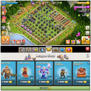 427||🔱LVL-245! TH-17 NEARLY MAXED🔥 2400 cwl MEDALS! 8600 GEMS! 6x EPIC EQUIP MAX! ALL HEROES MAX! NEARLY MAX PROFILE | - Image 1