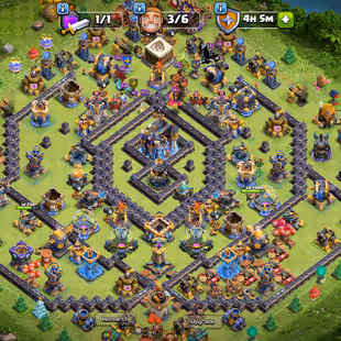 🔥TH 18 NEAR MAX🔥60 PERCENT DISCOUNT SHOP-XP 246-[ 9 EPIC EQUIPMENT MAX-713 MEDALS-NC YES-5800 GEMS-WALS DEFENSE MAX - Image 1