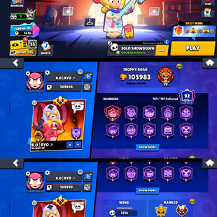 Trophy 105K [Master Rank Hit]💎Meteoric Frame💎Brawler 95x Max [] Higest 9110 [] Skins 470x [] Billing 83k [] Coin 33k - Image 2