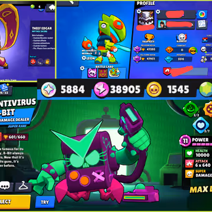 🔥47500 Trophy Full Max Acc🔥AntiVirus 8-Bit Skin Thief Edgar [] 86 Max Brawler [] 40 Hyper Charged || 210 Skins [] - Image 2