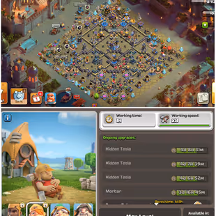 🔥Helper Hut Max🔥Th18 Wall Maxed With 3 Leauge Skins||14 Epic Max||931 Cwl Medals||Desert Night Scenery||Exp-2 - Image 1