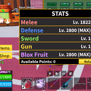 Blox Fruits Lv.2474 | Ghoul V4 | Kitsune + Dragon + Dough PERM | Buddha + Light + Magma PERM | 2800 Fruit & Defense | Sa - Image 2