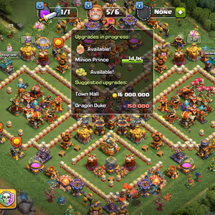Th16 Almost Max | Hero-95-95-70-45 | Equipment-Good-Epic Almost Max | Wall Defenc Full Max | XP-238 | NC-Yes | BEST-DEAL - Image 1