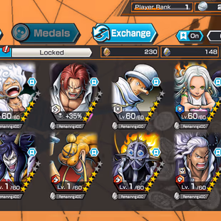 Gear 5 Luffy-Ex Shanks V2 -Ex S-Snake-3 Top Ex  [iOS ONLY] 4900-5000 Gems 700 Gold Fragments[Fast Delivery] - Image 1