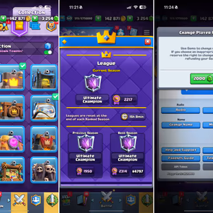 CRL 20 WIN EMOTE [] 48 MAX CARD [] 26 ELITE - 15 EVO - ULTIMATE CHAMPION ARENA 23 - 71 EMOTES - XP 60 - 3K GEM - Image 3