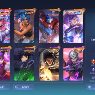 MM153|Lv99|342Skin|ExaltedCollector|Legend-Freya|AllStar-Hanabi|Julian-Megumi|2Transformers|2KOF|2PRIME|3COLLECTOR|8Luck - Image 1