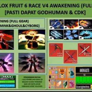 ACCOUNT BLOX FRUIT 6 RACE V4 FULL GEAR GOD + SUIL GUITAR +  6 RACE V4 FULL GEAR - Image 1