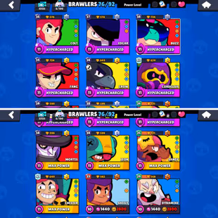 33K Trophies LVL112 | 76/99 Brawlers | 10 Max Brawlers - 6 Hypercharged | 68 Skins | 192 Pins | 136 Icons | 64 Sprays - Image 4