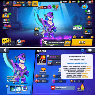 30K Trophies LVL68 | 79/99 Brawlers | 21 Max Brawlers - 13 Hypercharged | 126 Skins | 341 Pins | 174 Icons | 102 Sprays - Image 3