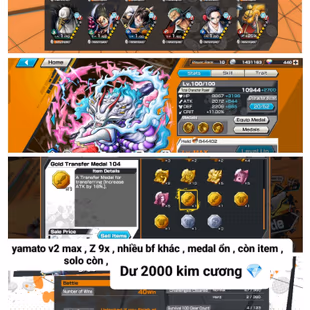 IOS-Android-2 Ex(Yamato V2-Zephyr)-Good BF Fujitora-Ussop-Uti-Mihawk-Queen-Robin-Zoro-Good Medal-H28 - Image 1