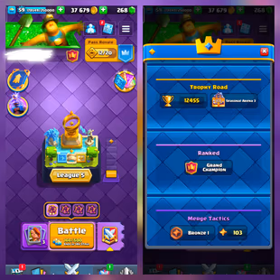 [ ULTRA PREMIUM ] RARE MINER BADGE | MAX CARD[92] ELITE[21] LOADED EVO | INSANE 12.4K TROPHY| RARE EMOTES | TOWER SKINS - Image 2