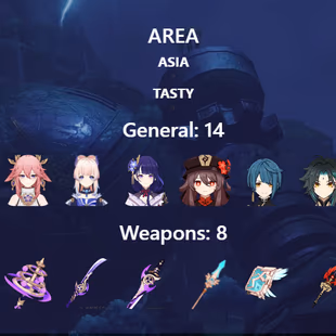 R281-ASIA-AR57-Wanderer-Yelan-Kamisato-Yae Miko-Kokomi-Raiden-Hutao-Xingqiu-Xiao-Xiangling-Qiqi-Keqing-Benett-Weapon: 8 - Image 3