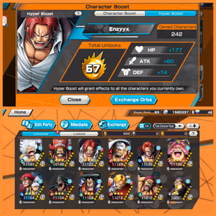 MZ1-Hyber 67+9 Ex Max(Luffy Gear 5+Shank V4+Roger V1+Kid Law+Shank V2+Big Mom+Oden+Akainu)+SUP 164%+Good Bounty Festival - Image 1