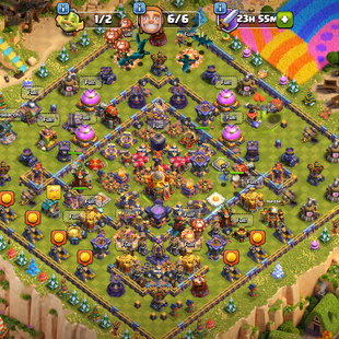 [TH16 MAX] 242 XP|| HEROES [BK60 AQ90 GW46 RC40] 6 Builders|9 Pets 7 Fire Lvl Siege Machines|| Golden wall (CO 89) - Image 1