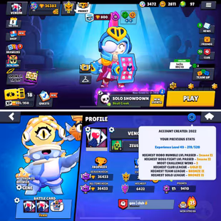 36K Trophies LVL49 | 75/99 Brawlers | 13 Max Brawlers - 13 Hypercharged | 118 Skins | 233 Pins | 170 Icons | 105 Sprays - Image 3