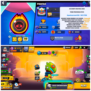 74k  TROPHIES || ALL BRAWLERS MAX || 26 TITTLES || METEORIC FAME || 61 HYPER CHARGE || 356 PREMIUM SKINS || INSTANT DEL - Image 1