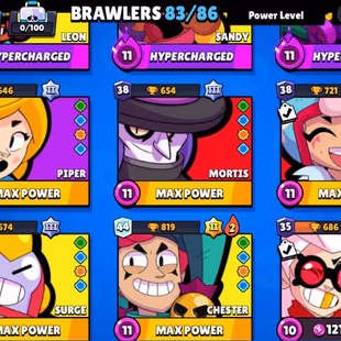 OP 41K+ TROPHIES | 17 MAXED BRAWLERS TOTAL [12 HYPERCHARGED] | 83/86 BRAWLERS UNLOCKED | 135+ SKINS - Image 3