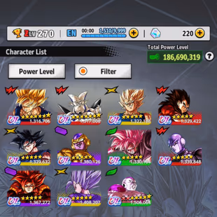 D796-Vip Account-11 UL(SS4 Vegeta+Frieza+Goku Uis+Hit+SS4 Gogeta+Rose+Majin Vegeta+Beast Gohan)+56 Legends+Vip Equipment - Image 3