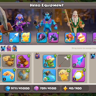 TH 16 || 3 HEROES MAX|| BK 83 AQ 95 GW 70 RC 45 MP 57 || WAR STARS 1675 || 8 EPIC EQUIPMENTS || 8 HERO SKINS - Image 5