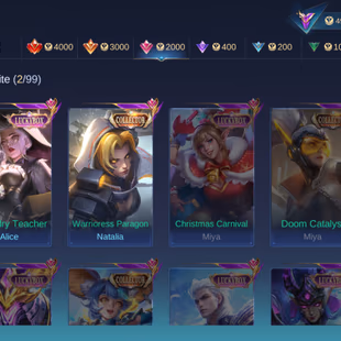 AA021|Lvl 107|RENOWNED CC 5|52 WR|ALL EMBLEM MAX|235 SKIN|129 HEROES MAX|ALICE LUCKYBOX|NATALIA COLLECTOR|11 EPIC SKIN| - Image 5