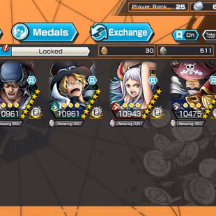 [3165] 7 EX META - Luffy G5 Light + Garp + Kuzan + Roger Dark + Yamato + Sabo + S-Snake , Support 122 , Good Medal - Image 1