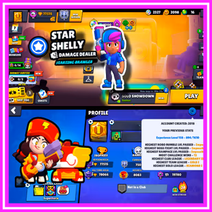 STAR SHELLY || 77k TROPHIES || 2018 CREATION || ALL 93 BRAWLERS || 38 HYPER CHARGE || OG AND PREMIUM SKINS || 263 SKINS - Image 1
