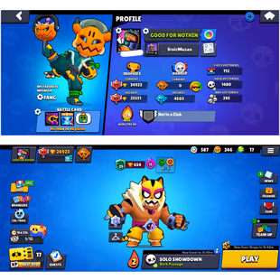 55 Brawler||Trophy 25k||Max brawler 11||Skin 48||Hayperchrad 6||Gem's 17||Coin 1k||Bling 500|| - Image 1