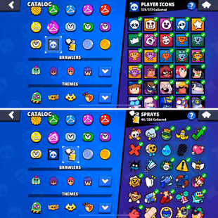 32K Trophies LVL121 | 77-99 Brawlers | 10 Max Brawlers - 4 Hypercharged | 67 Skins | 184 Pins | 129 Icons | 46 Sprays - Image 8