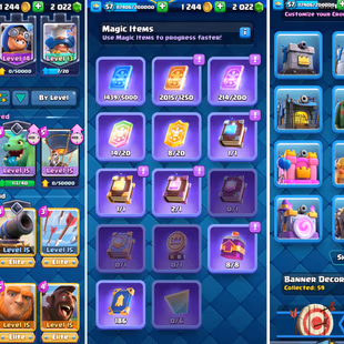 RU455 | LVL57 | Cards: 15 Elite | 29 LvL 14 | 102 Emotes | 10 Tower Skin | 13 Evolved | Highest 9700 |IOS And ANDROID - Image 3