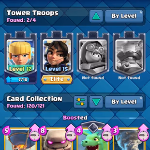 GEMS 3175 [] MAX 79 [] ARENA 24 [] 6 ELITES [] 7 EVO [] 13500 TROPHIES [] XP56 [] KT15 [] 6 SKINS [] 89 EMOTES [] INSTAN - Image 6