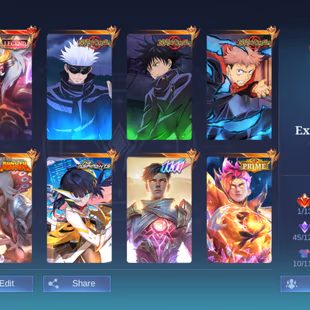 MM143|Lv70|ExaltedCollector|275Skin|HighWr|EpicRecall|Legend-Franco|3JujutsuKaisen|2KungFuPanda|Gusion|3KOF|Aspirants - Image 1