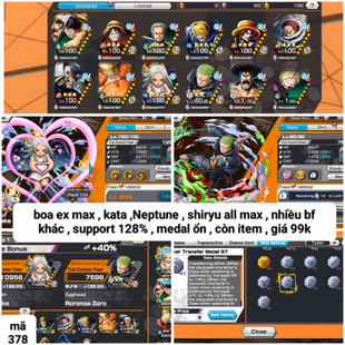 IOS-Android-Ex S-Snake Max-Good BF Katakuri-Shiryu-Neptune-Oden-Zoro-Sanji-Good Medal-SP 128.3-Good Medal-H09 - Image 1