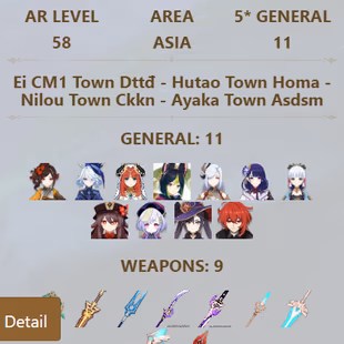 R240-ASIA-AR59-Kamisato-Yae Miko-Kokomi-Ayaka-Eula-Hutao-Zhongli-Xiao-Qiqi-Mona-Keqing-Jeans-Diluc-Weapon: 5 - Image 3