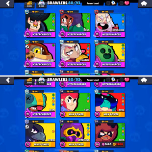 35K Trophies LVL118 | 80/99 Brawlers | 11 Max Brawlers - 7 Hypercharged | 86 Skins | 205 Pins | 135 Icons | 70 Sprays - Image 4